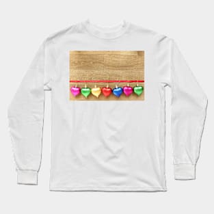 Multicoloured Hanging Hearts Long Sleeve T-Shirt